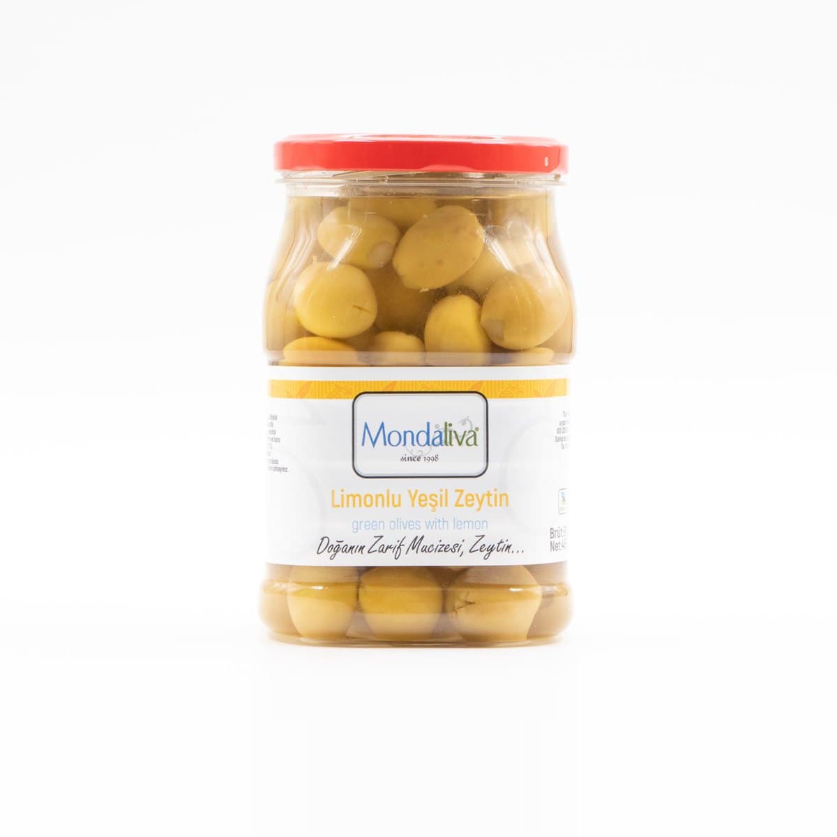 Limonlu yeşil zeytin, cam kavanoz
