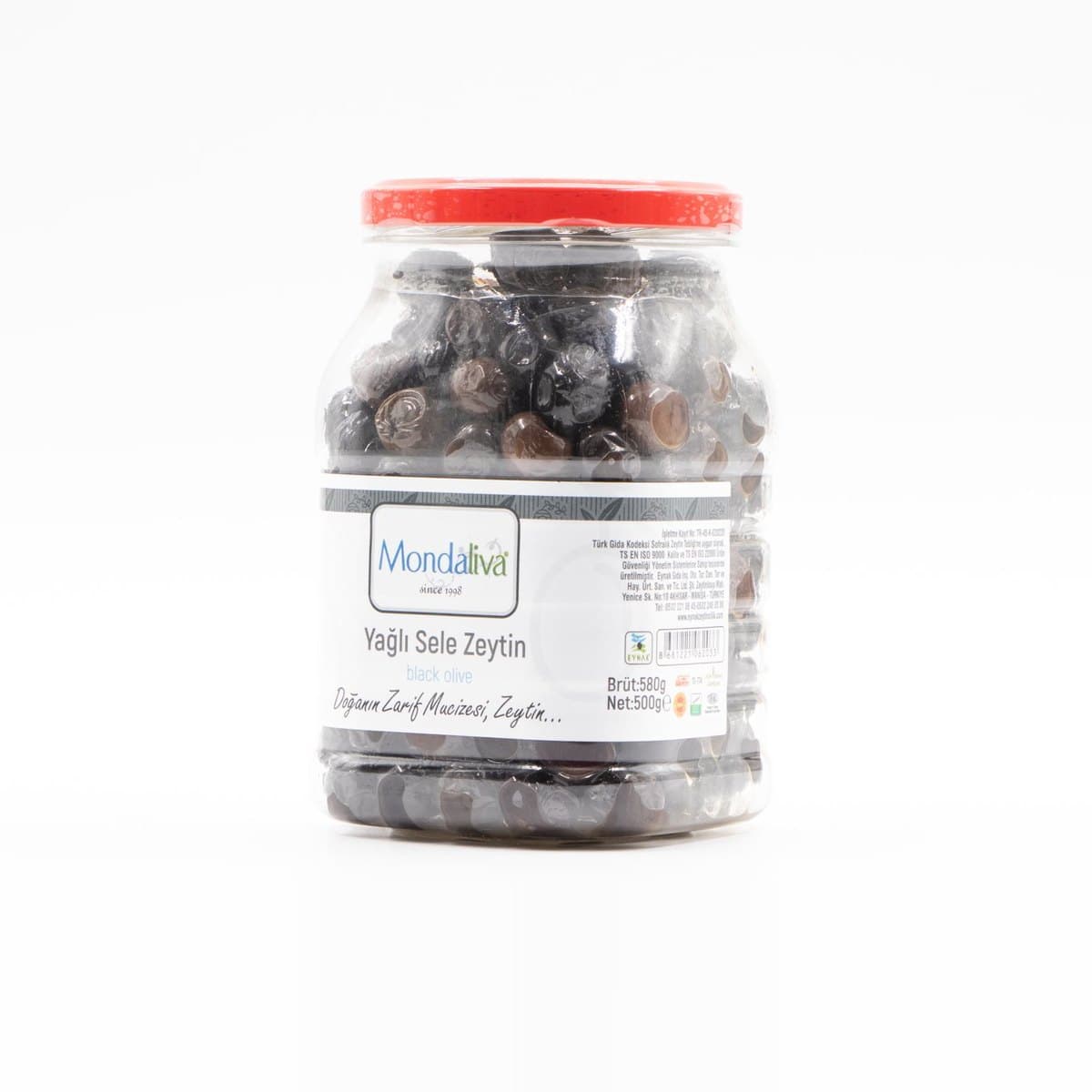 Yağlı sele siyah zeytin, cam kavanoz